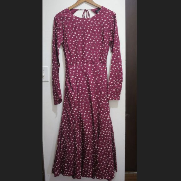 NWT Bardot & Revolve Burgundy Floral Open Back Midi Dress. - Picture 3 of 14